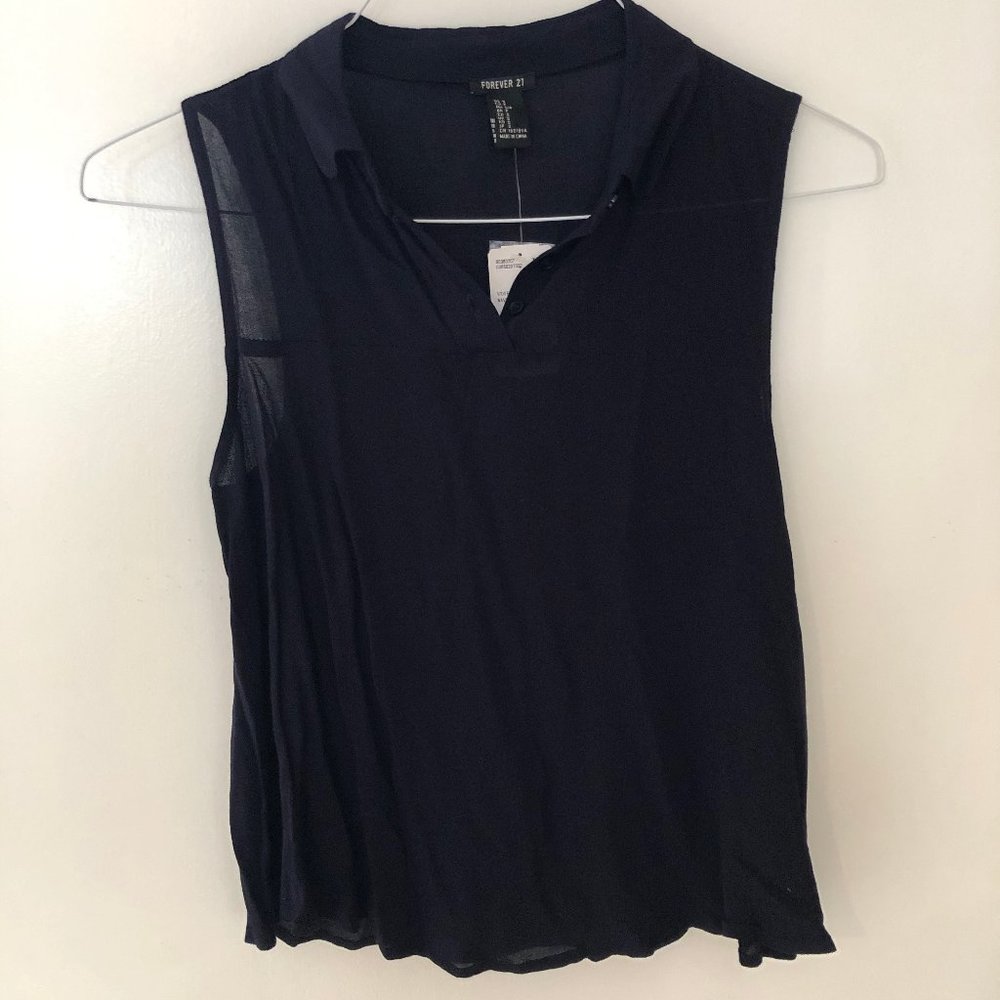 New, Collared, Quarter-Button Tank Blouse